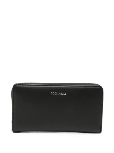 Coccinelle Logo-plaque Zip-around Wallet In Black