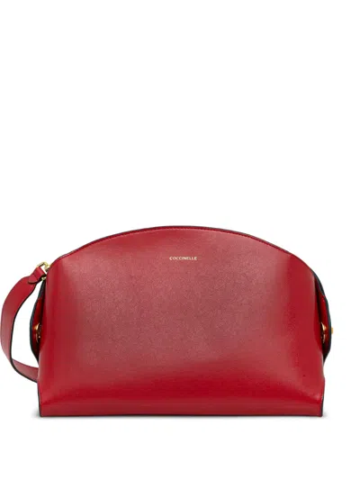 Coccinelle Logo-print Calf Leather Shoulder Bag In Red