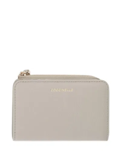 Coccinelle Logo-print Pebbled Wallet In Gray