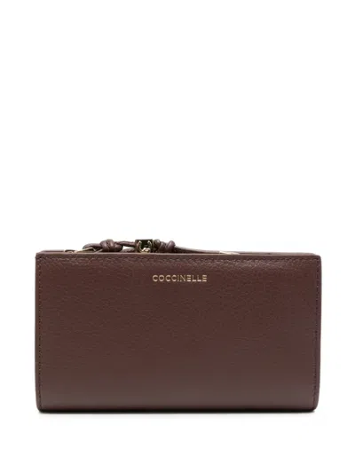 Coccinelle Logo-stamp Grained Leather Wallet In Brown