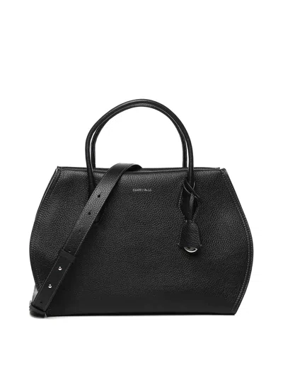 Coccinelle Lord Logo Printed Large Tote Bag In Black