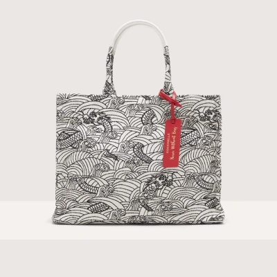 Coccinelle Lunar Print Jacquard Fabric Handbag Never Without Bag Lunar Jacquard Medium In Multi Br.wh/b.w