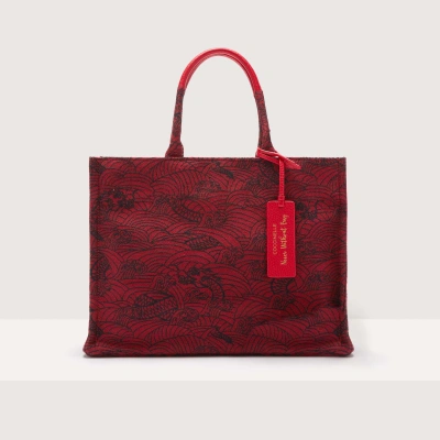 Coccinelle Lunar Print Jacquard Fabric Handbag Never Without Bag Lunar Jacquard Medium In Multi Ruby/ruby