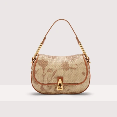 Coccinelle Magie Straw Shadow Print Mini In Neutral