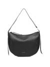 Coccinelle Pebbled Leather Shoulder Bag Removable Strap Handle In Black