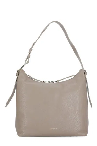 Coccinelle Malory Logo Stamp Small Shoulder Bag In Beige