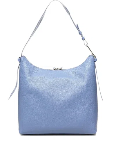 Coccinelle Malory Zip-fastening Pebble-leather Shoulder Bag In Blue