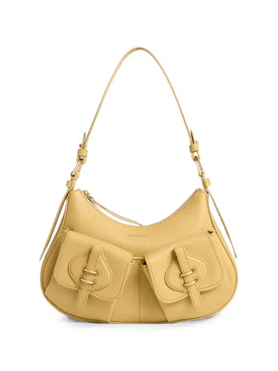 Coccinelle Mavery Grained Leather Smal Shoulder Bag In Yellow