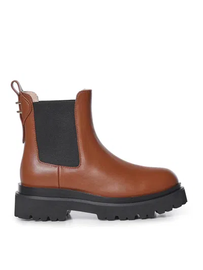 Coccinelle Mavery Leather Ankle Boots In Brown