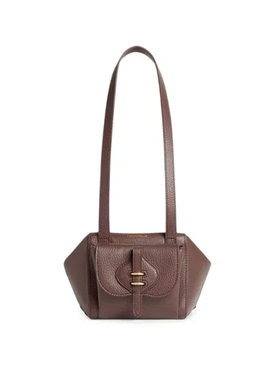 Coccinelle Mavery Pocket Grained Leather Shoulder Bag In Brown