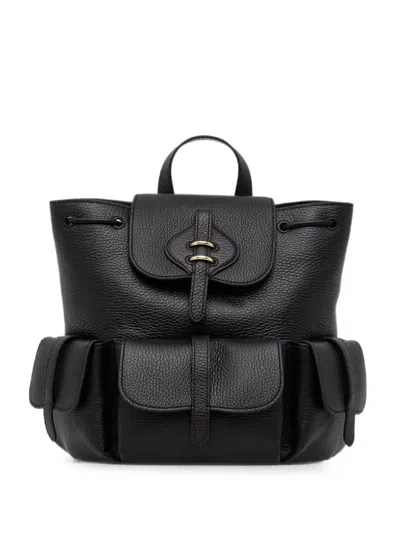 Coccinelle Mavery Pocket Leather Backpack In Black