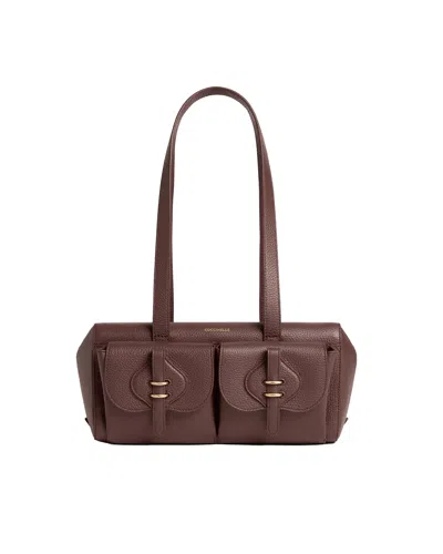 Coccinelle Mavery Pocket Leather Shoulder Bag In Brown