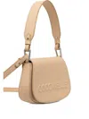 Coccinelle Maxi Myrtha Embossed-logo Leather Shoulder Bag In Neutral
