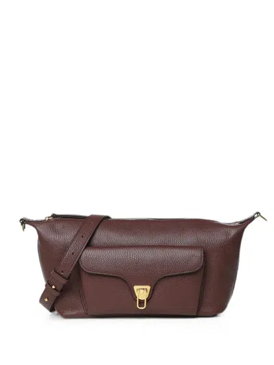 Coccinelle Medium Beat Generation Grainy Leather Shoulder Bag In Brown