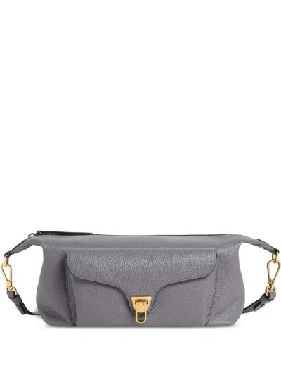 Coccinelle Medium Beat Generation Leather Crossbody Bag In Gray