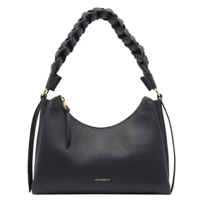 Coccinelle Medium Boheme Grana Double Shoulder Bag In Black
