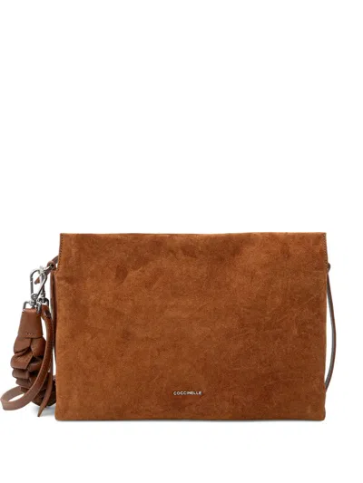 Coccinelle Medium Boheme Top-handle Suede Tote Bag In Brown