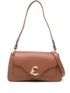 Coccinelle Medium C-me Leather Curved Shoulder Bag In Brown