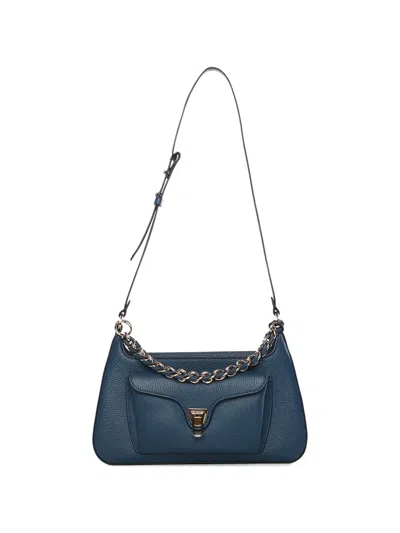 Coccinelle Medium Chain-detail Shoulder Bag In Blue