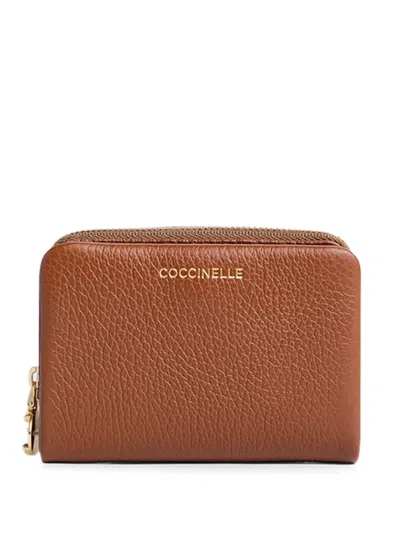 Coccinelle Medium C-me Grained-leather Zip-around Wallet In Brown