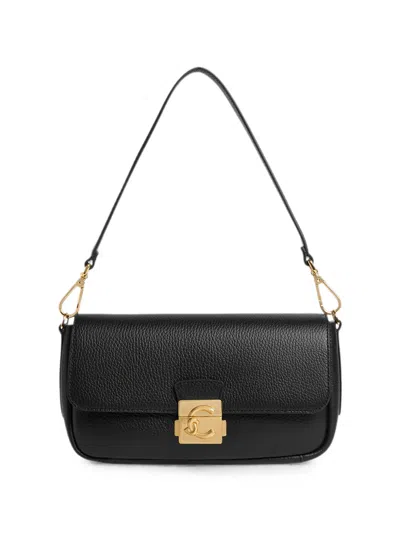 Coccinelle Medium C-me Lock Grained-leather Shoulder Bag In Black