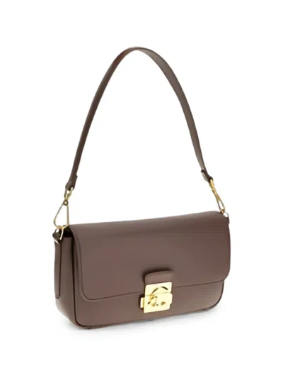Coccinelle Medium C-me Lock Leather Shoulder Bag In Brown