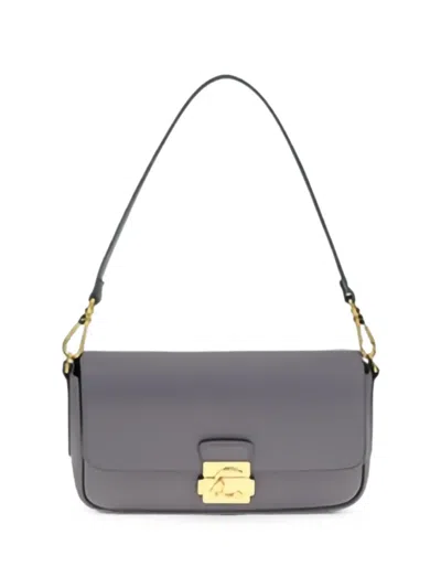 Coccinelle Medium C-me Lock Leather Shoulder Bag In Gray