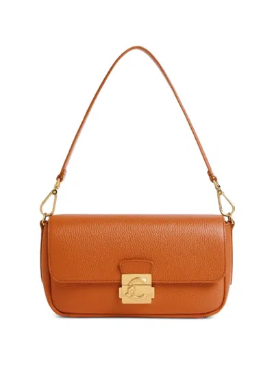 Coccinelle Medium C-me Lock Pebbled Leather Shoulder Bag In Neutral