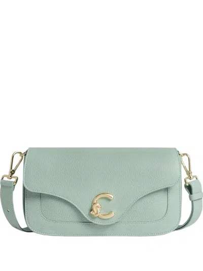 Coccinelle Medium C-me Magnet-fastening Shoulder Bag In Green