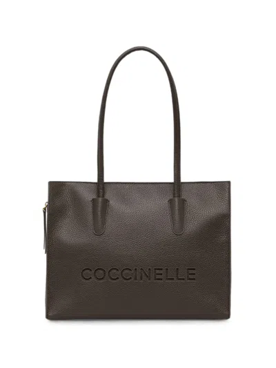 Coccinelle Medium  Myrtha26 Logo-embossed Tote Bag In Brown