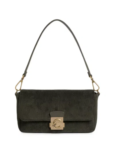 Coccinelle Medium Corduroy-effect Tote Bag In Green