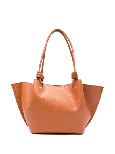 Coccinelle Medium Finn Knot Leather Tote Bag In Brown