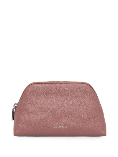 Coccinelle Medium Helga Grained Leather Make-up Bag In Pink
