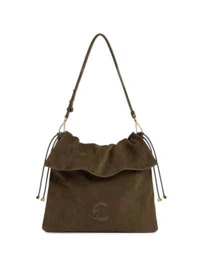Coccinelle Medium Lidia Calf Suede Bucket Bag In Brown