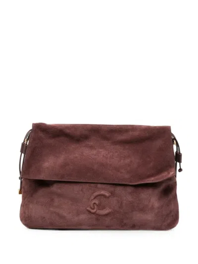 Coccinelle Medium Lidia Logo-embossed Suede Shoulder Bag In Brown