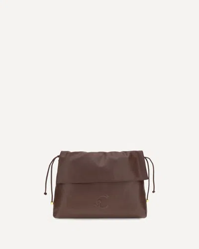 Coccinelle Logo-embossed Leather Shoulder Bag In Brown