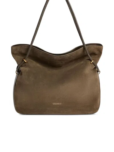 Coccinelle Medium Lizzie Suede Shoulder Bag In Brown