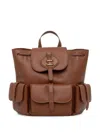 Coccinelle Medium Mavery Grainy-leather Drawstring Backpack In Red