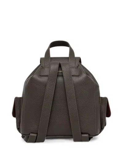 Coccinelle Medium Mavery Pocket Pebbled Leather Multi-pocket Backpack In Gray