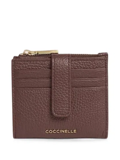 Coccinelle Medium Metallic Grained-leather Wallet In Brown