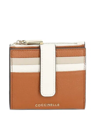 Coccinelle Medium Metallic Leather Wallet In Brown