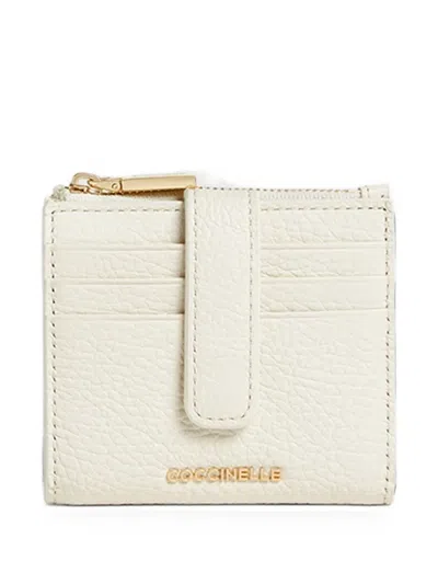 Coccinelle Medium Metallic Leather Wallet In Neutral