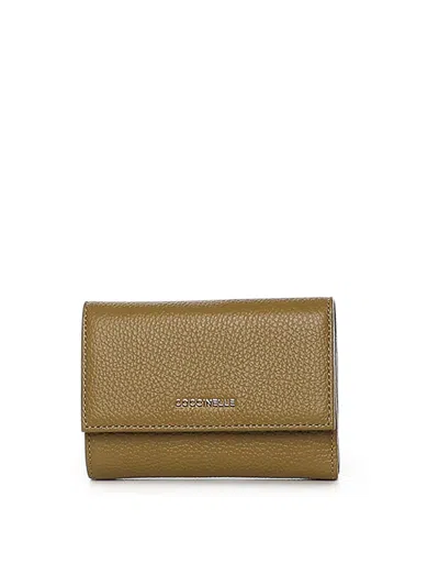 Coccinelle Medium Metallic Leather Wallet In Silver