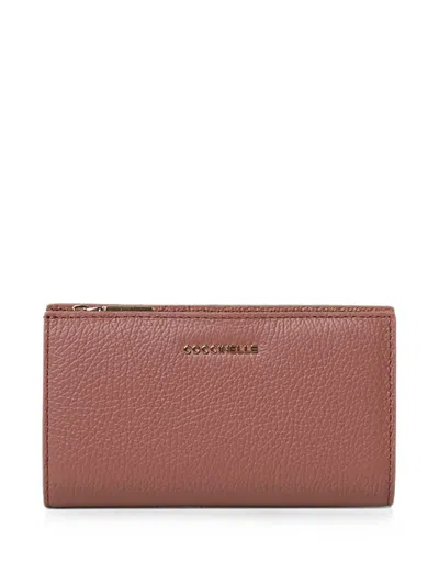Coccinelle Medium Metallic Logo-plaque Wallet In Brown
