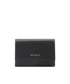 Coccinelle Medium Metallic Soft Calfskin Leather Wallet In Black