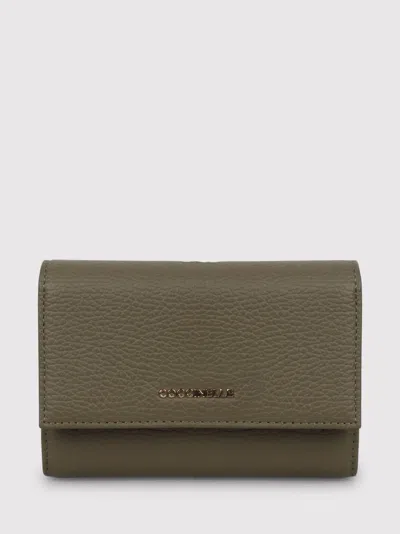 Coccinelle Medium Metallic Soft Wallet In Green