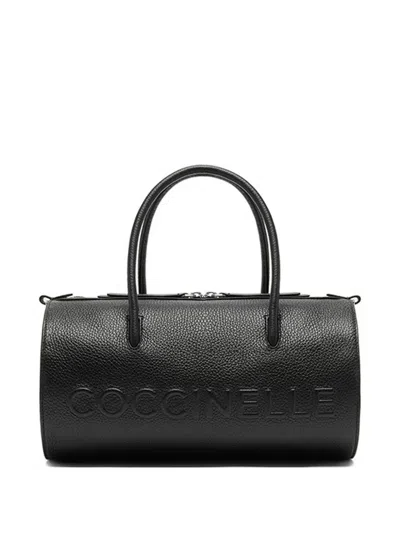 Coccinelle Medium Myrtha Embossed-logo Hand Bag In Black