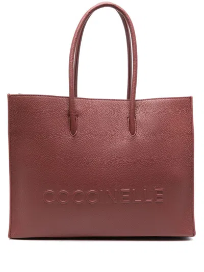 Coccinelle Medium Myrtha Leather Tote Bag In Marrone