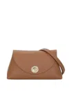 Coccinelle Curved Top Handbag With Circular Detail And Detachable Shoulder Strap In Brown