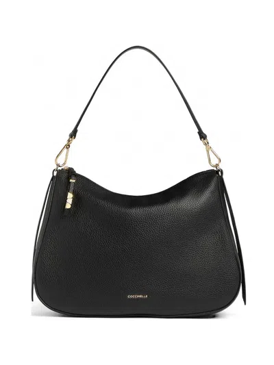 Coccinelle Medium Nory Grainy Leather Shoulder Bag In White
